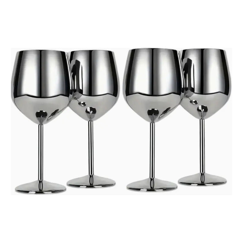 Set De Copas Vino  Elegante  Acero Inoxidable 4 Pz