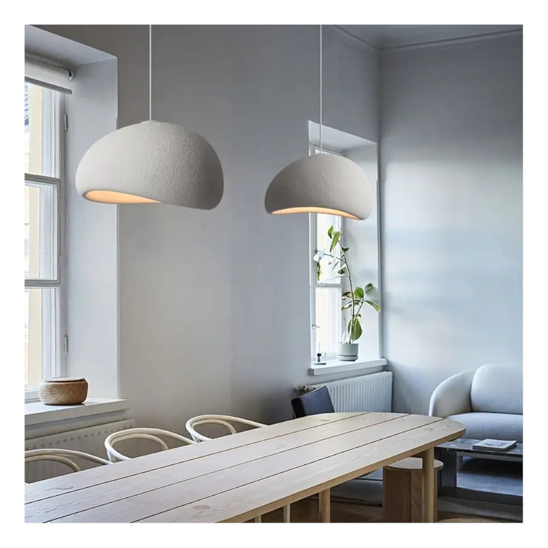 Lampara Nordica Diseño Wabi Sabi Decoración Pantalla 50cm Estructura Blanco