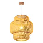 Lámpara Colgante Tulum Bambú Artesanal Moda Boho Decor Caqui