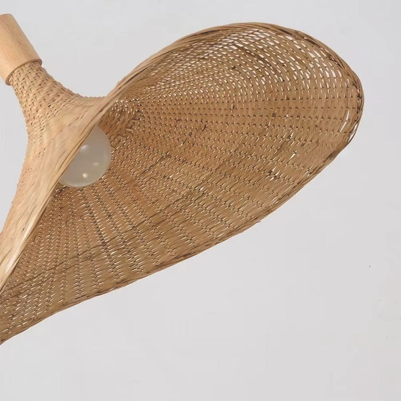 Lampara Colgante Bambu Ratan Elegante Boho 42 Cm Caqui