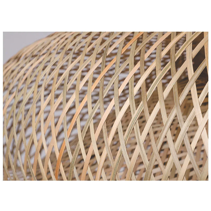 Lampara Colgante Tejida Bambú  Elegante Moda Decor 36cm Caqui