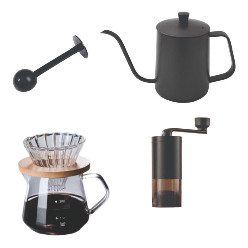 Set Cafe  Cafetera De Goteo+jarra Acero+molinillo+cuchara