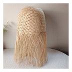 Lampara Pantalla Artesanal Tejida Tulum Boho Bambú Decor Marrón