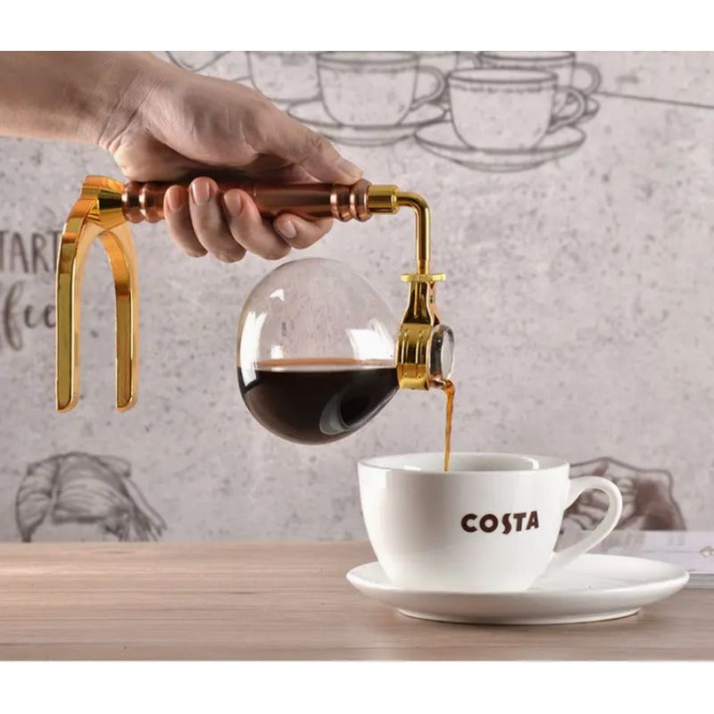 Cafetera Sifón De Vidrio Vintage Café Té Gourmet  Infusión Plateado