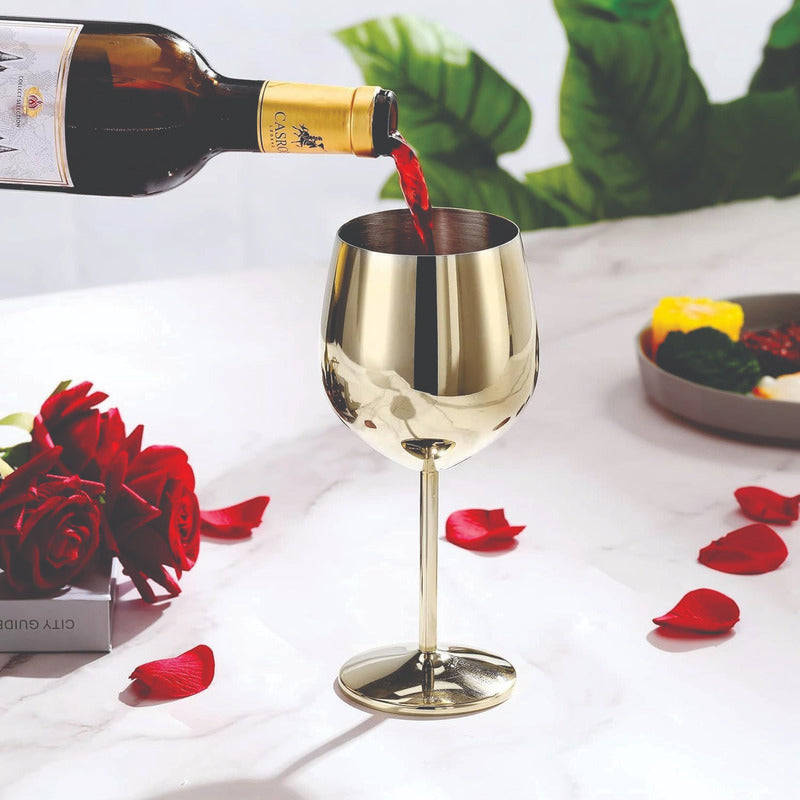 Set De Copas Vino  Elegante  Acero Inoxidable 4 Pz