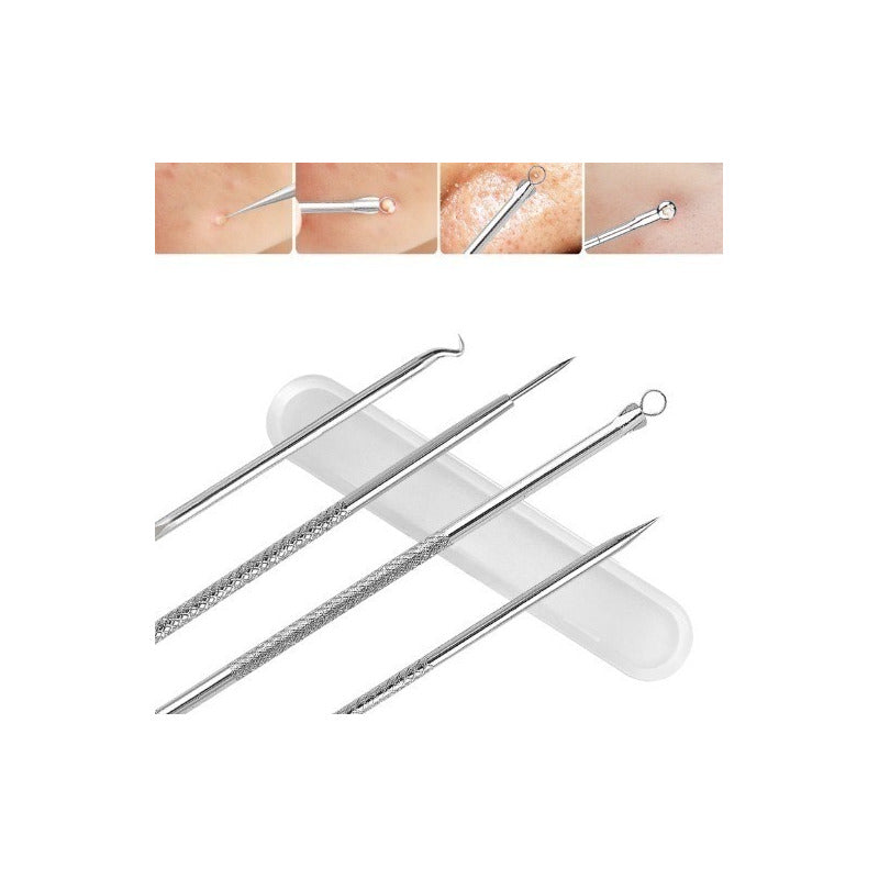 Kit Sacacomedones Remover Espinillas Y Puntos Negros 4 Pzas