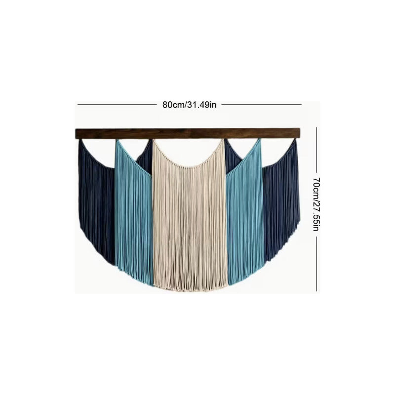 Tapiz Colgante Adorno Macrame Tejido Decoración Azul