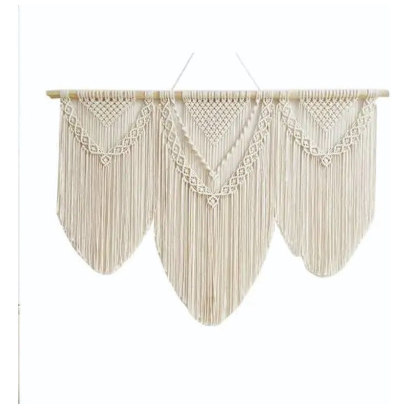 Tapiz Colgante Adorno Macrame Tejido Tulum Decoracion Blanco