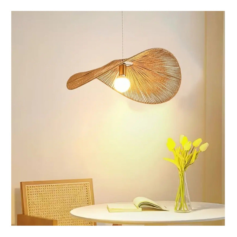 Lámpara Colgante Mimbre Bambú Boho Decor Tulum Elegante Caqui