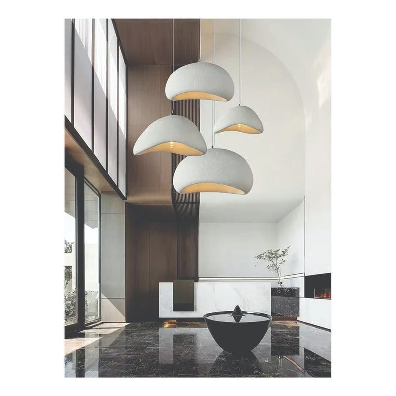 Lampara Nordica Diseño Wabi Sabi Decoración Pantalla  40cm Blanco