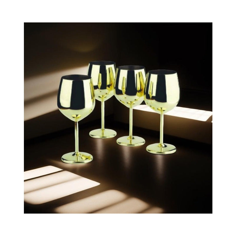 Set De Copas Vino  Elegante  Acero Inoxidable 4 Pz