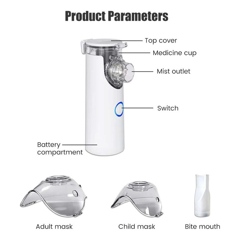 Nebulizador Portátil Inhalador  Niños/adultos, Atomizador Blanco