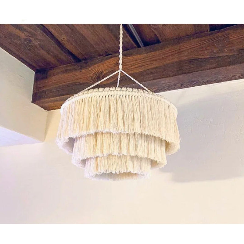 Lampara De Techo Macrame Boho Moda Tulum 30cm Beige