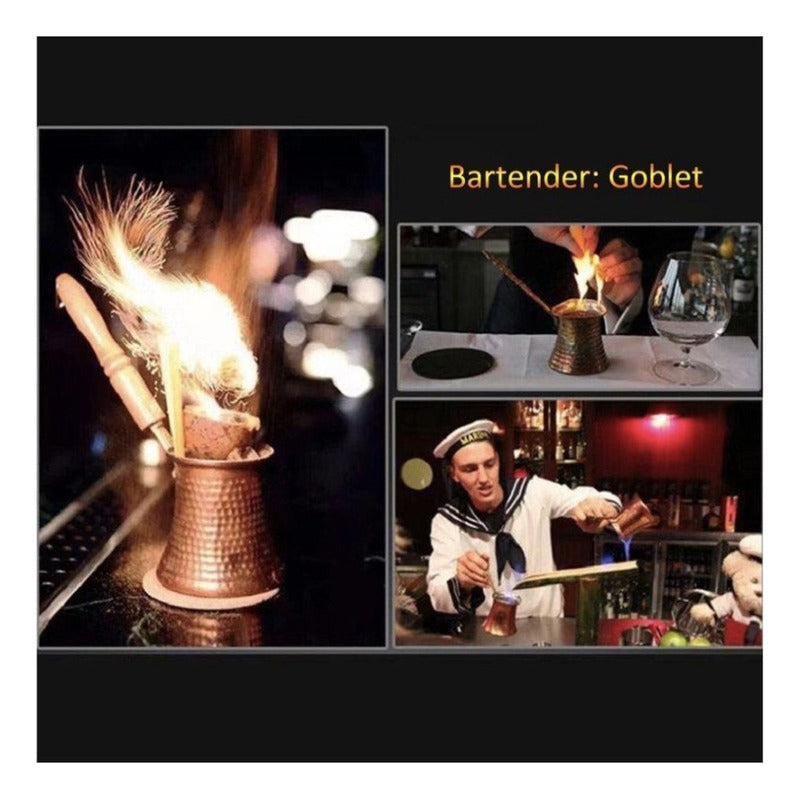 Cafetera Kit Cafe+ Pocillo + Taza Turca Arabe De Turquia Cobre