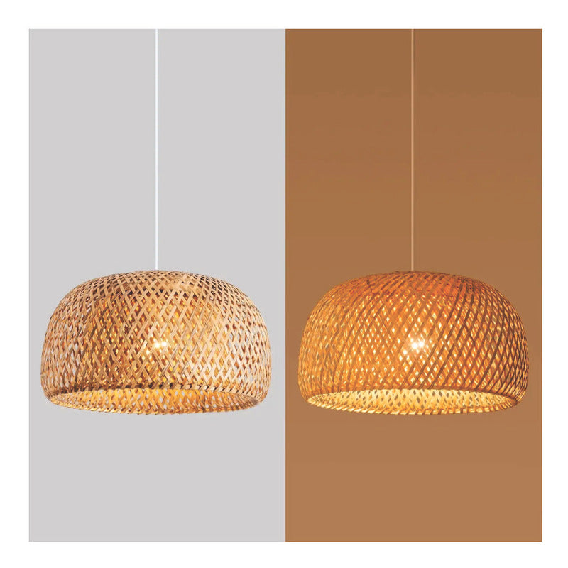 Lámpara Colgante Bambú Moda Decor Boho Elegante Caqui