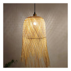 Lampara Pantalla Artesanal Tejida Tulum Boho Bambú Decor Marrón