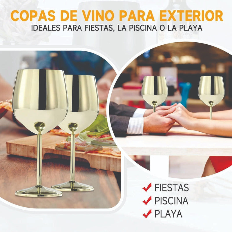 Set De Copas Vino  Elegante  Acero Inoxidable 4 Pz