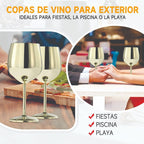 Set De Copas Vino  Elegante  Acero Inoxidable 4 Pz