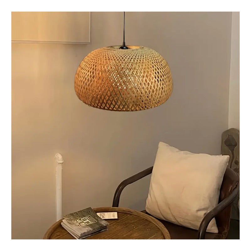 Lámpara Colgante Bambú Moda Decor Boho Elegante Caqui
