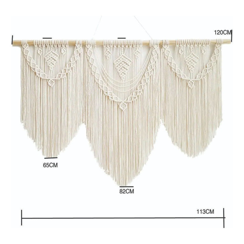 Tapiz Colgante Adorno Macrame Tejido Tulum Decoracion Blanco