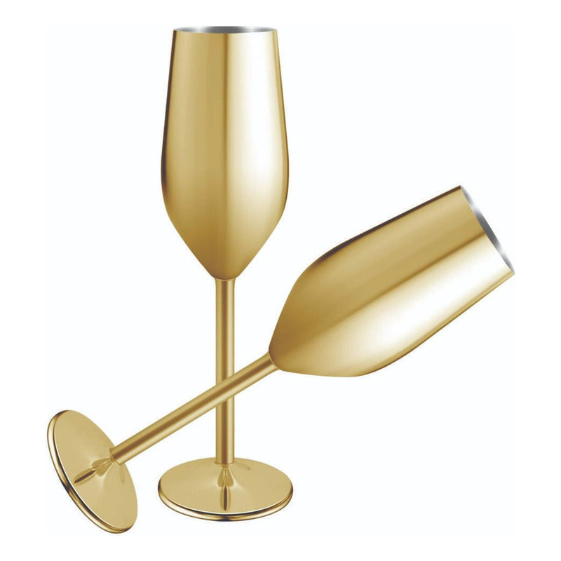 2 Copas Flauta Champan  Elegantes Acero  Irrompibles