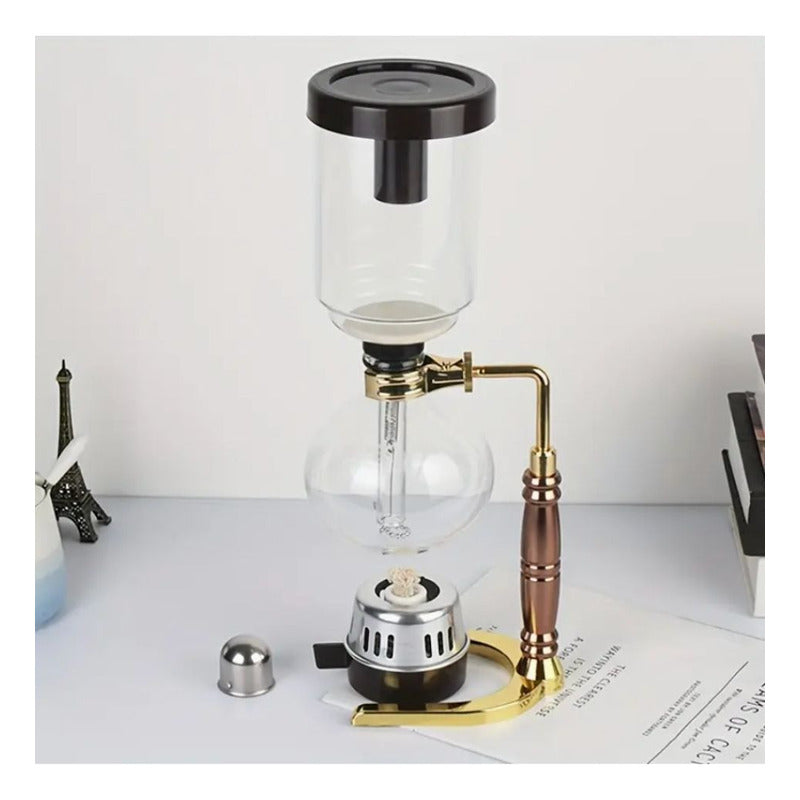 Cafetera Sifón De Vidrio Vintage Café Té Gourmet  Infusión Plateado