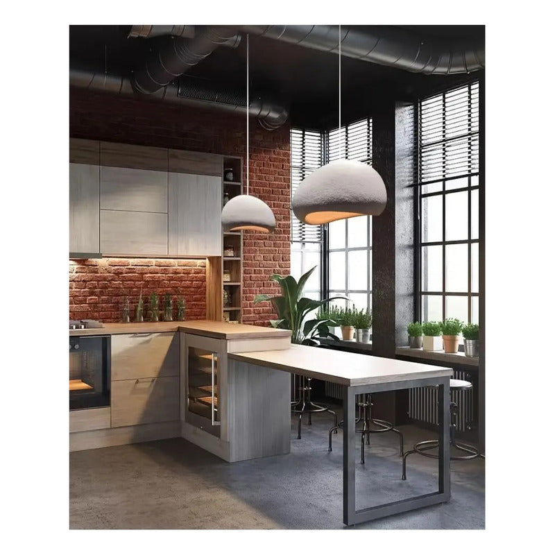 Lampara Nordica Diseño Wabi Sabi Decoración Pantalla  40cm Blanco