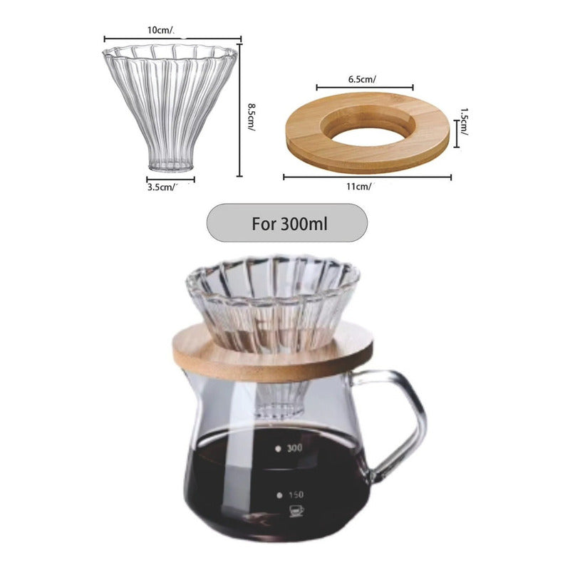 Set Cafe Cafetera Goteo+jarra Acero+molinillo+cuchara Termom Negro