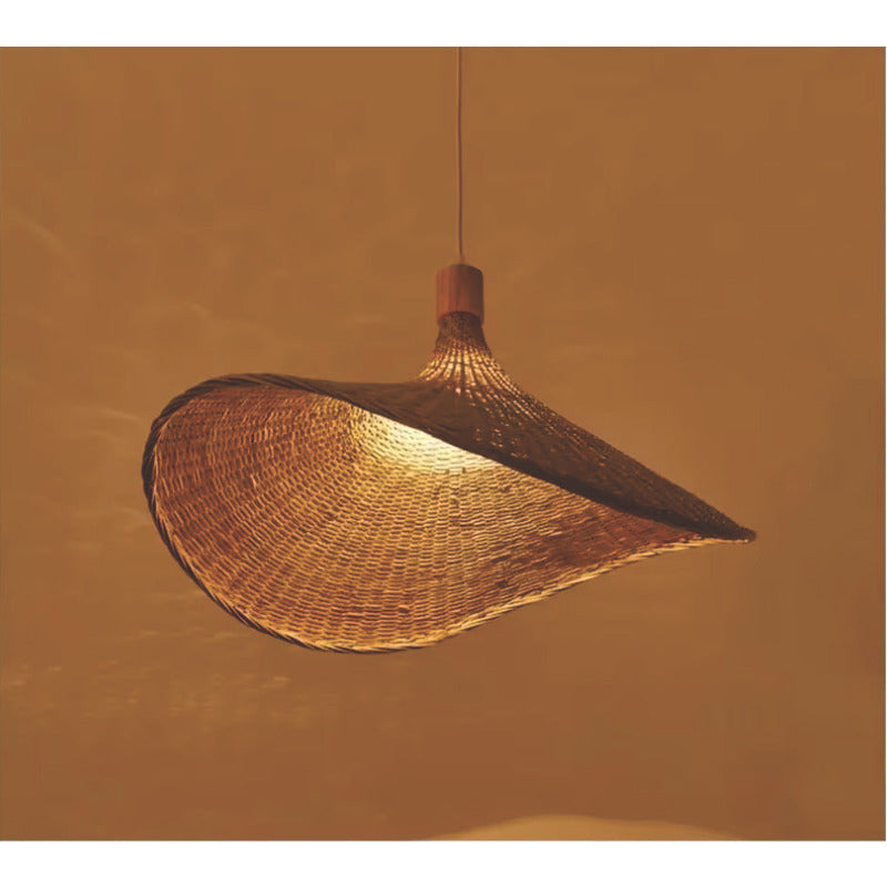 Lampara Colgante Bambu Ratan Elegante Boho 55 Cm Caqui