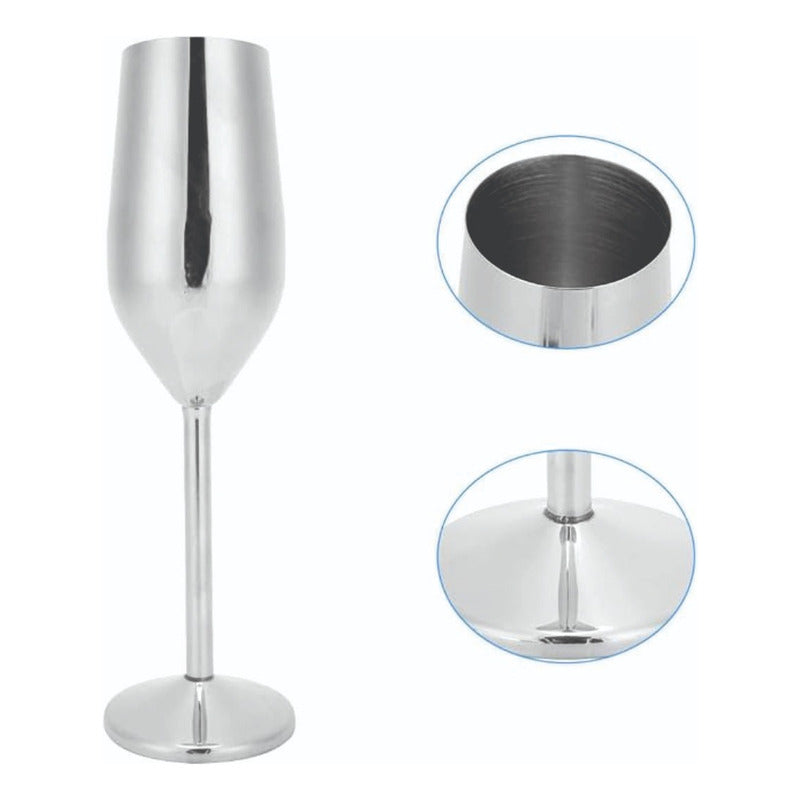 2 Copas Flauta Champan  Elegantes Acero  Irrompibles