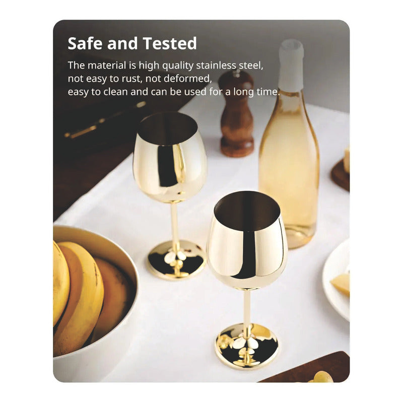 Copas De Vino Metalicas Acero Inoxidable 2pz