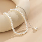 Collar Joyeria Espalda Boda Fiesta Elegante Perlas