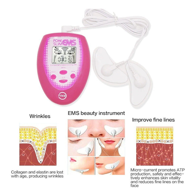 Electroestimulador Facial Ems Tens Cachete Papada + Parches