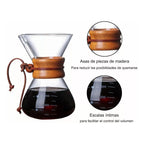 Cafetera Vidrio Pour Over Metodo De Goteo Artesanal 300ml Transparente
