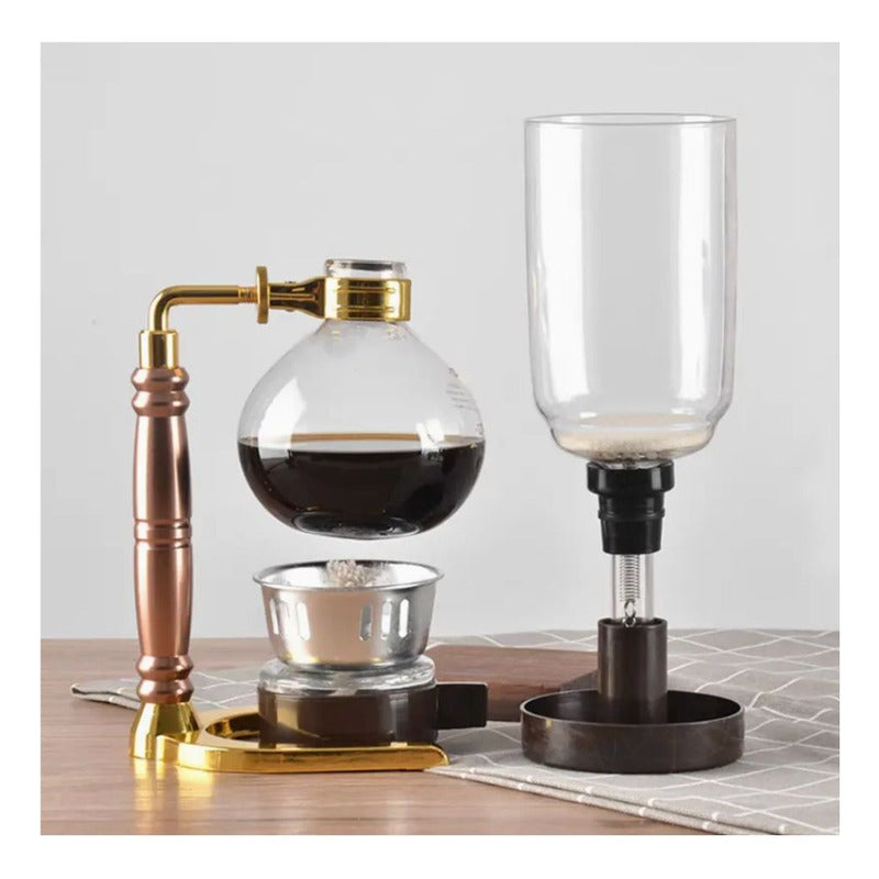 Cafetera Sifón De Vidrio Vintage Café Té Gourmet  Infusión Plateado