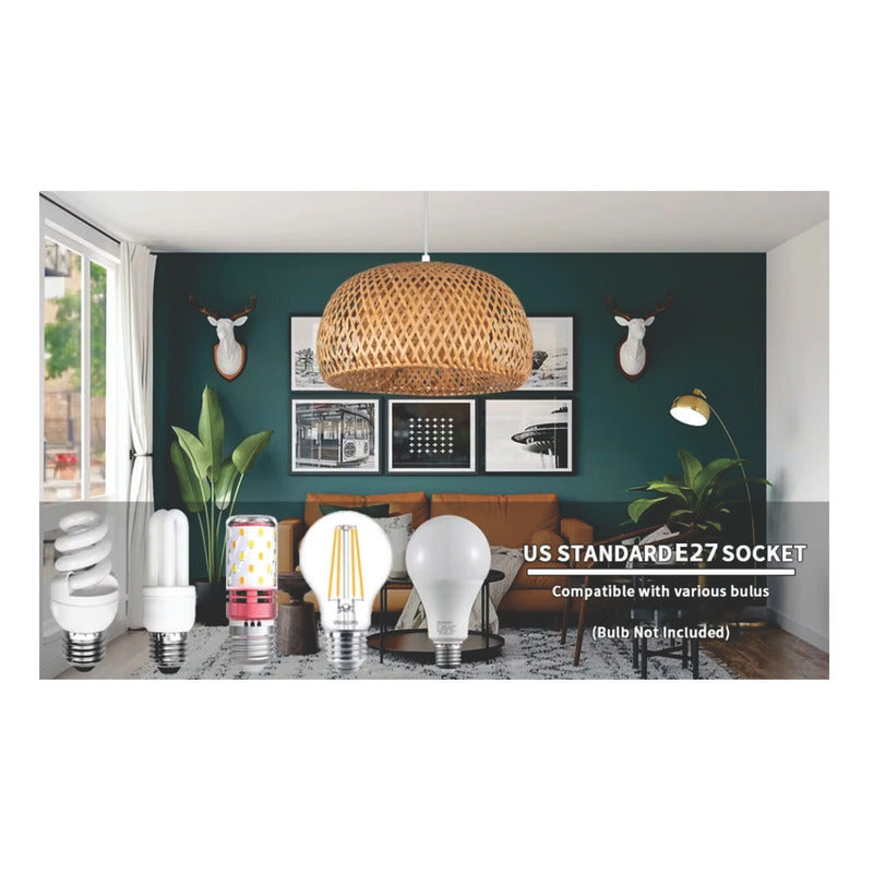 Lámpara Colgante Bambú Moda Decor Boho Elegante Caqui