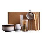 Kit Set Te Matcha Ceremonial Artesanal Ceramica Bambu Beige
