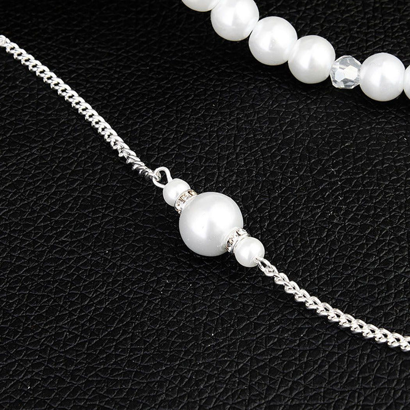 Collar Joyeria Espalda Boda Fiesta Elegante Perlas