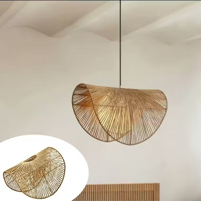 Lampara Colgante Araña Yute Artesanal  Boho Decoración Caqui