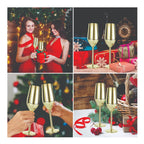 2 Copas Flauta Champan  Elegantes Acero  Irrompibles