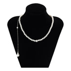 Collar Joyeria  Cadena Espalda Boda Fiesta Elegante Perlas Blanco