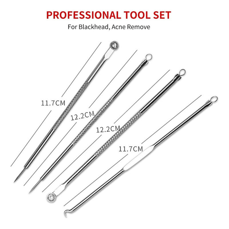 Kit Sacacomedones Remover Espinillas Y Puntos Negros 4 Pzas