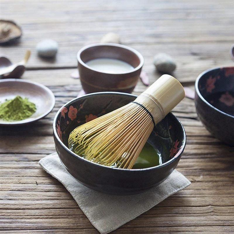 Set Preparación Te Matcha  Ceremonial Te Verde Batidor Chasaku Bambu 3pz