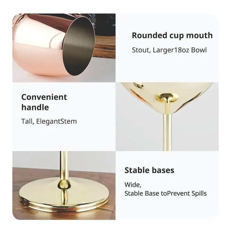 Set De Copas Vino  Elegante  Acero Inoxidable 4 Pz