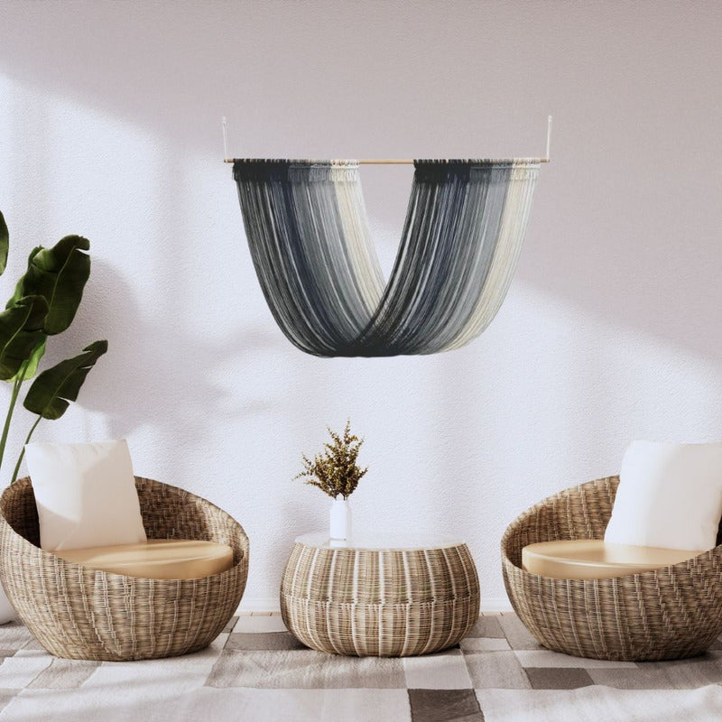 Tapiz Colgante Adorno Pared Macrame Tejido Tulum Decor Gris Liso