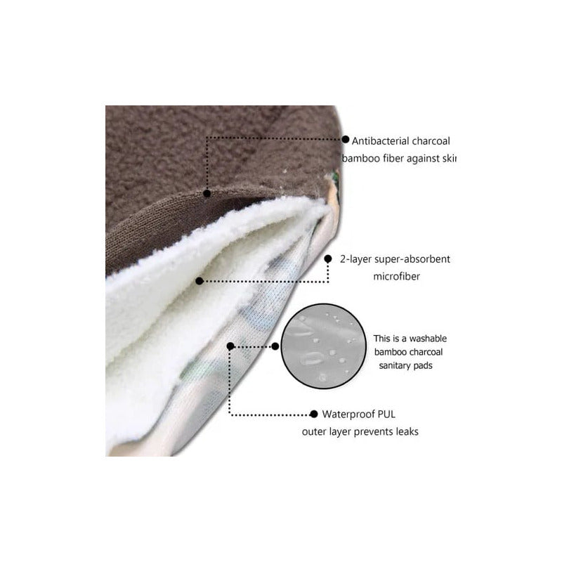 Toallas Sanitarias Ecológicas Bambu  Nocturna 2 Pzas   Floral Large