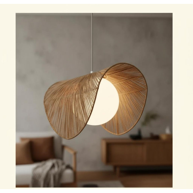 Lampara Colgante Araña Yute Artesanal  Boho Decoración Caqui