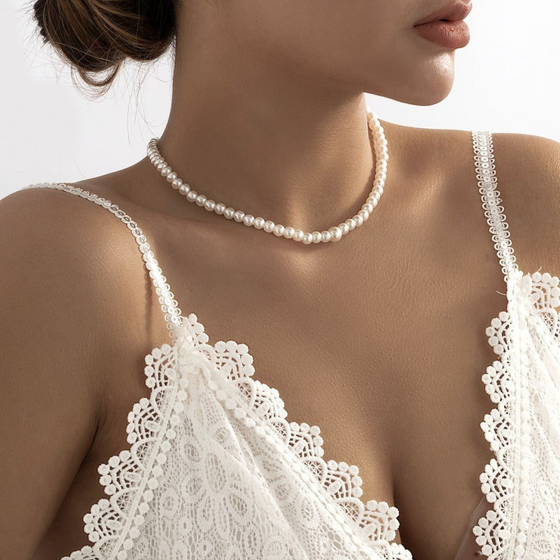 Collar Joyeria Espalda Boda Fiesta Elegante Perlas