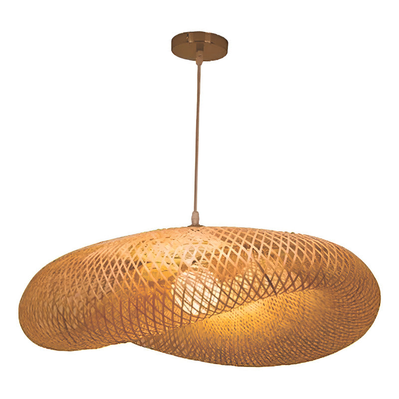 Lampara Colgante Tejida Bambú  Elegante Moda Decor 36cm Caqui