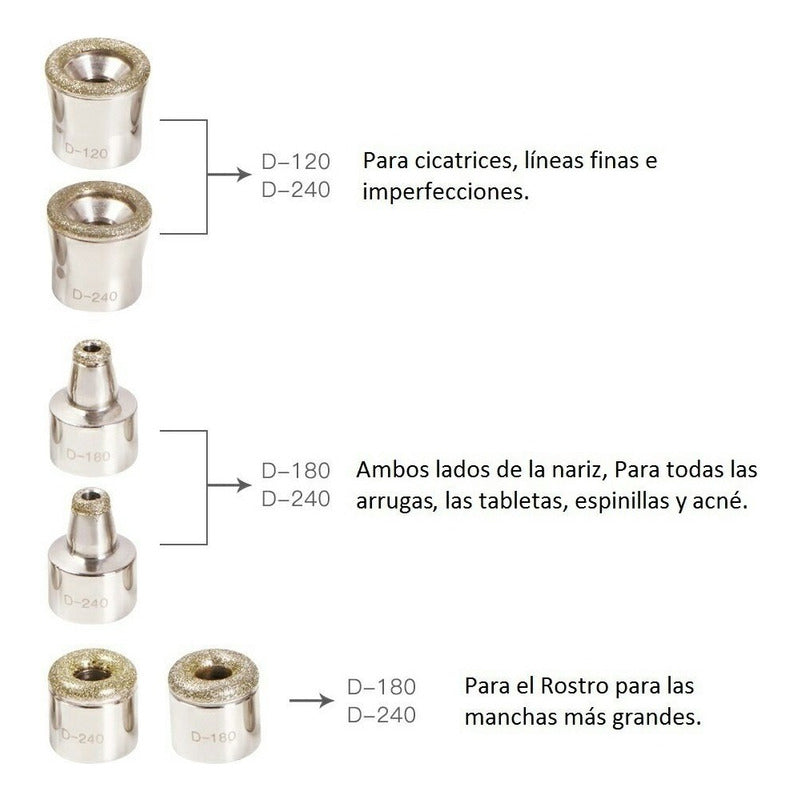 Microdermoabrasión Puntas Exfoliación Repuesto Paquete Con 6